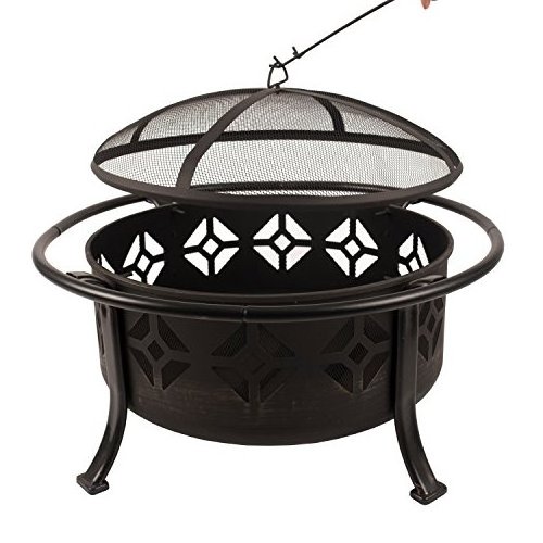 Classical Outdoor Small Package Round Cover Rustic Glass Rocks Pellet  Cowboy Cauldron Portable Fire Pit Furniture