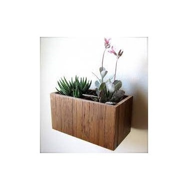 Wood Outdoor Planter Box with Teak Oil - Square Wooden Flower and Herb Pot for Garden, Porch and Patio - Outside Plant