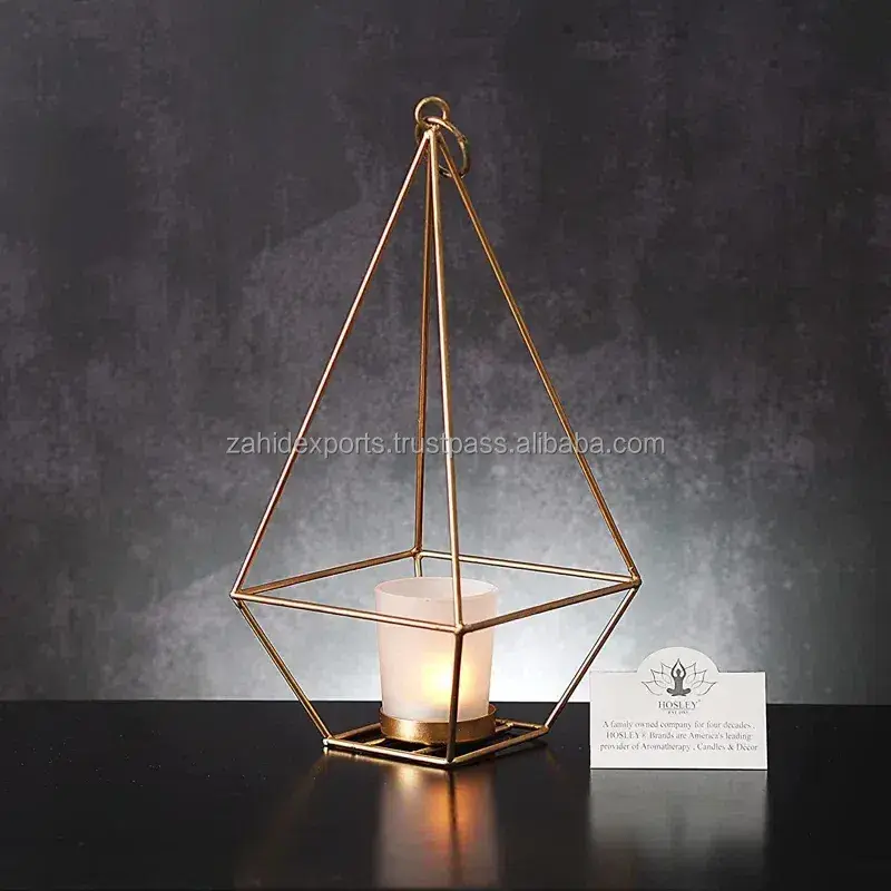 Yoga candle holder candle holder Aromatherapy Essential oil Scented candle holder Metal and Glass Lantern for Wedding and Home