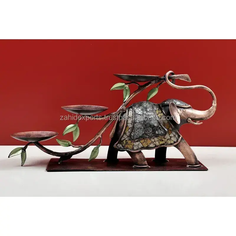 Elephant candle holder bird and animals decorative aluminium metal candle stand latest design high on brass plated Zahid Exports