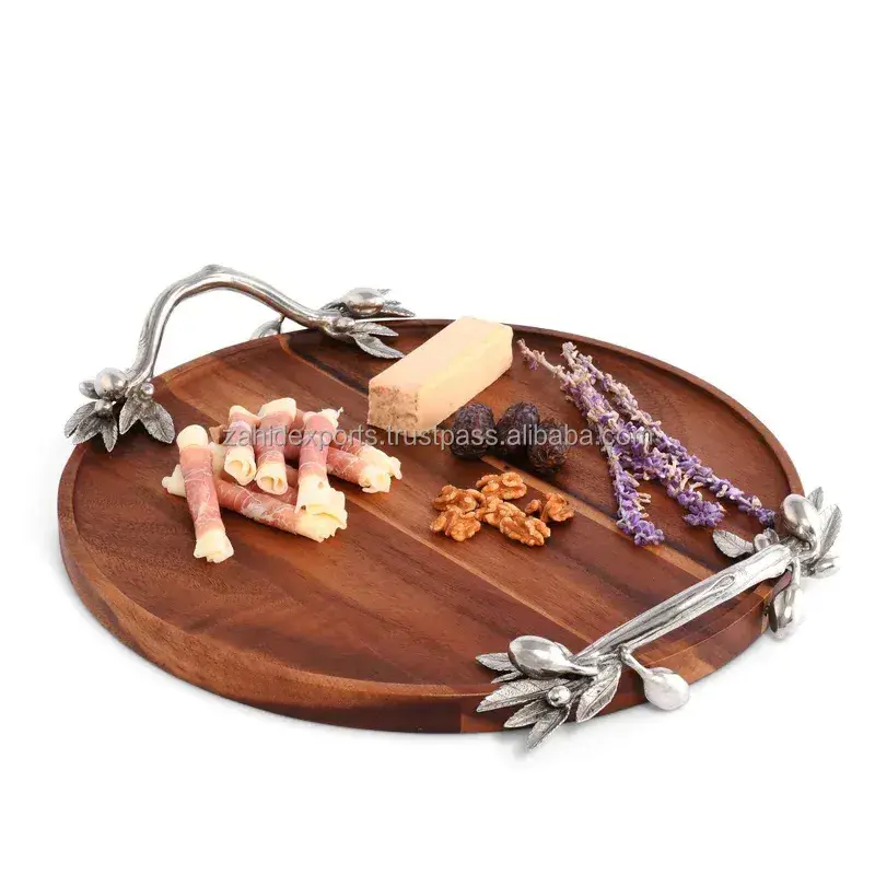 Christmas-themed wooden serving bowl Wooden tray with festive snow globe Festive wooden candy serving tray