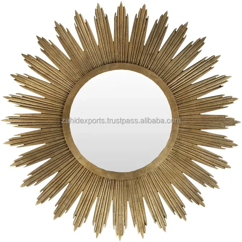 Gold framed large round wall mirror modern metal mirror for home