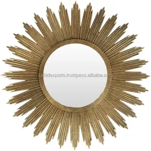 Gold framed large round wall mirror modern metal mirror for home