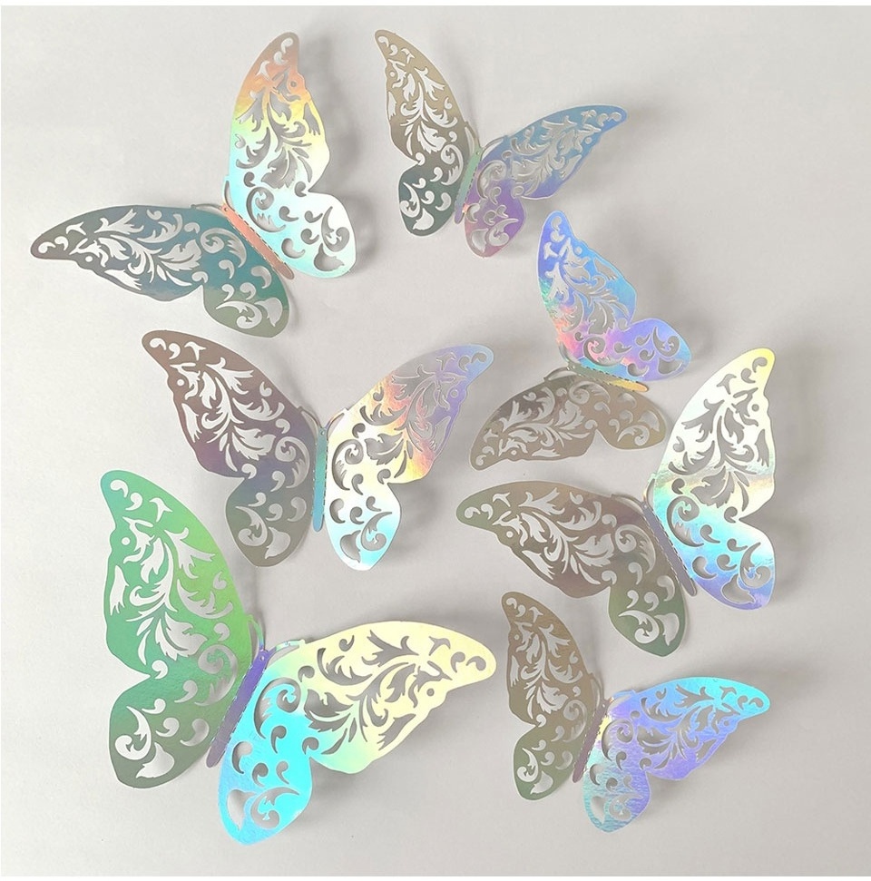 12pcs Suncatcher Sticker 3D Effect Crystal Butterflies Wall Sticker Butterfly for Kids Room Wall Decal Home Decoration