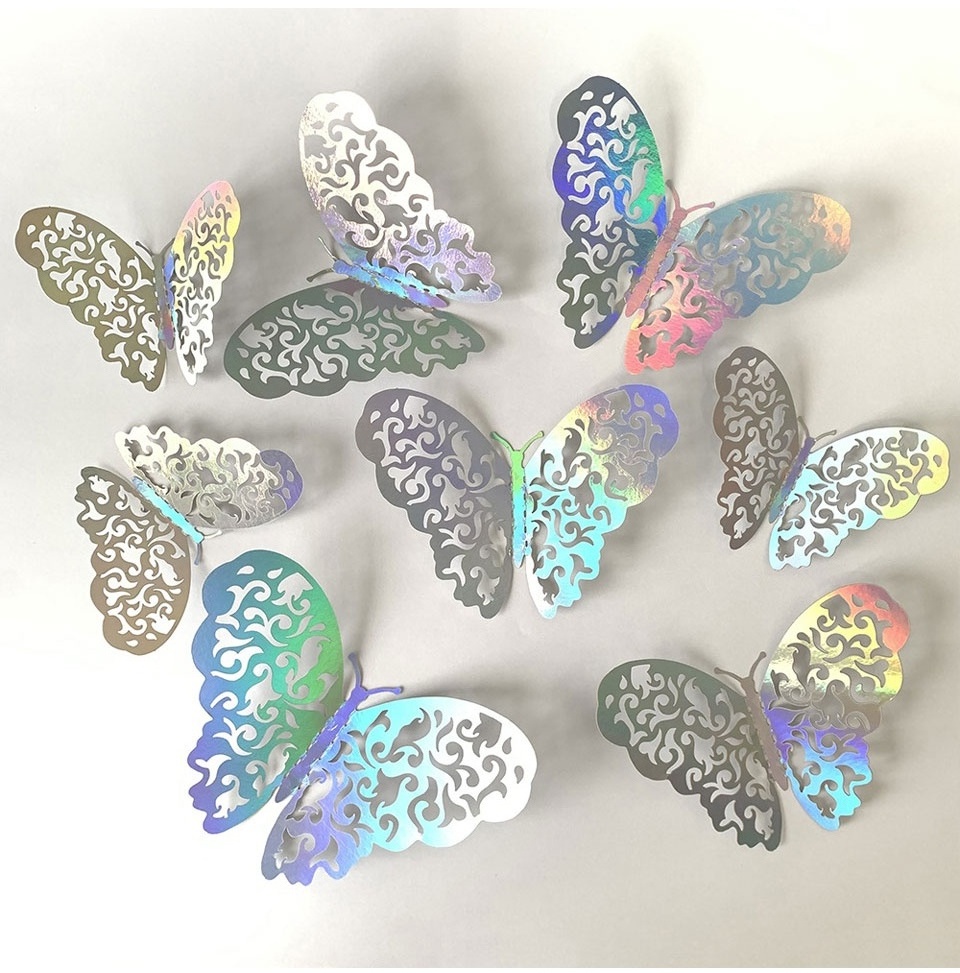 12pcs Suncatcher Sticker 3D Effect Crystal Butterflies Wall Sticker Butterfly for Kids Room Wall Decal Home Decoration