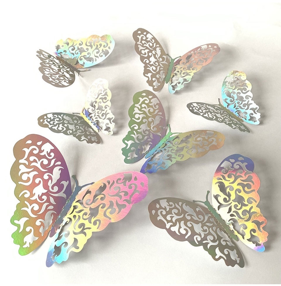 12pcs Suncatcher Sticker 3D Effect Crystal Butterflies Wall Sticker Butterfly for Kids Room Wall Decal Home Decoration