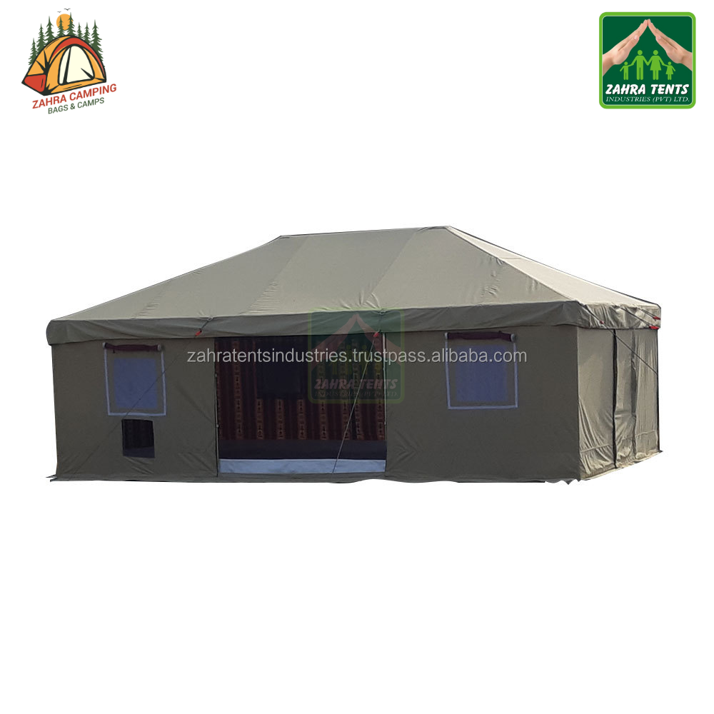 Fully Customized material made Best khaki Frame Tent/Automatic Pop up Evacuation Camp Whole Sale Cotton Canvas Khaki Frame Tent