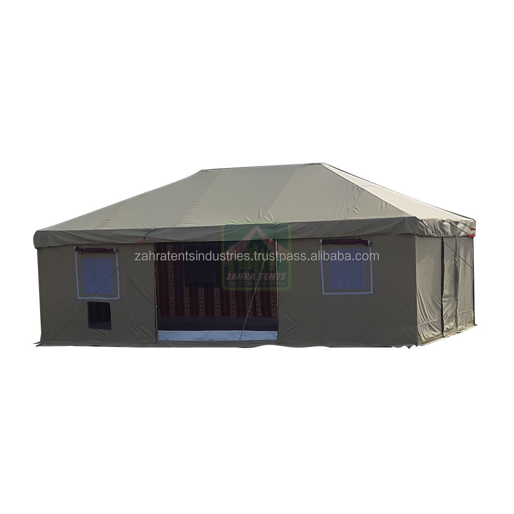 Fully Customized material made Best khaki Frame Tent/Automatic Pop up Evacuation Camp Whole Sale Cotton Canvas Khaki Frame Tent