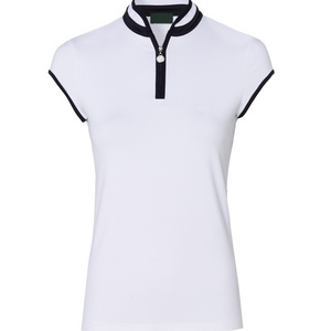 New design 2022 women/ladies custom design Half Zipper high quality sleeveless sports golf gym plain polo t shirt