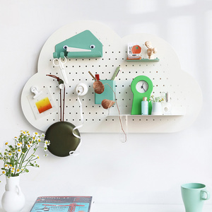 Home Wall Mounted Storage Organizer Decor Shelf White Cloud Metal Pegboard Floating Hanging Shelves