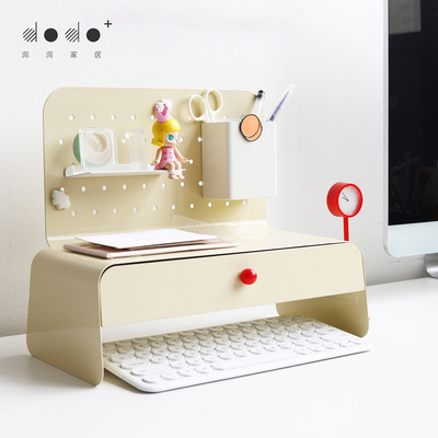 Home Space Desk Cosmetic Cable Organizer With Drawer Stationery Storage Pen Holder Desktop Metal Pegboardfor Office Supplies