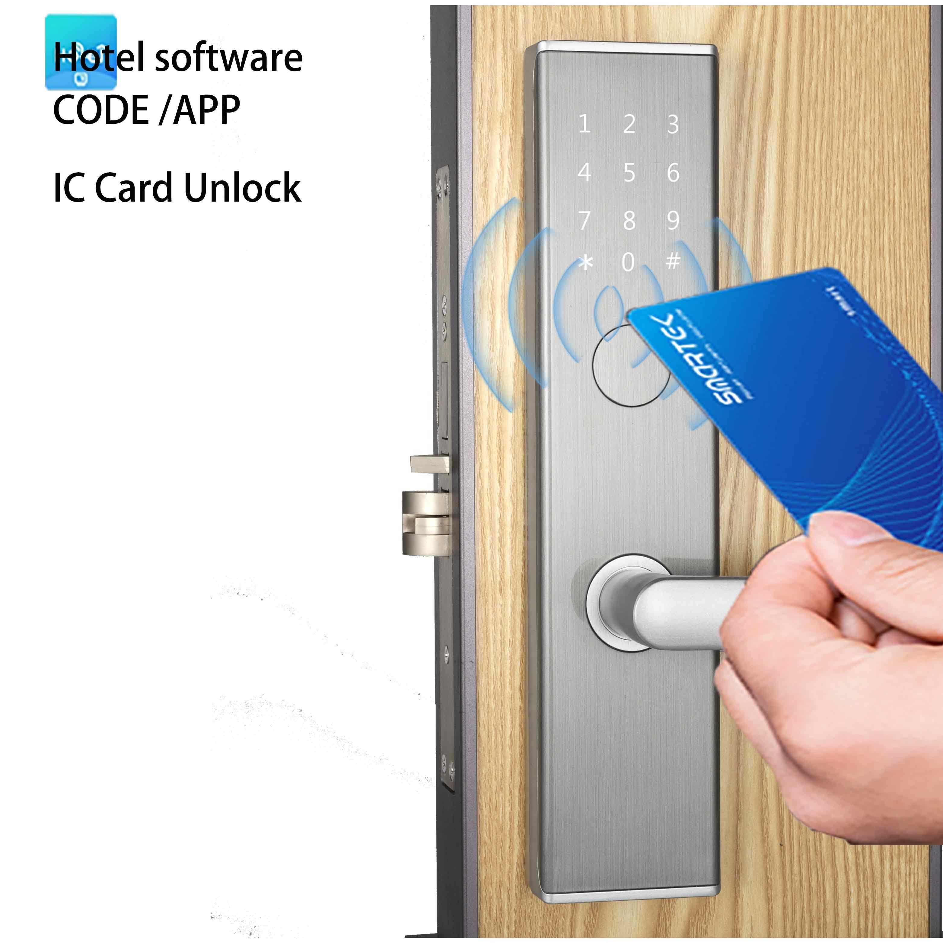 TTlock smart hotel door lock rfid lock code card software two ways unlocked with management software system