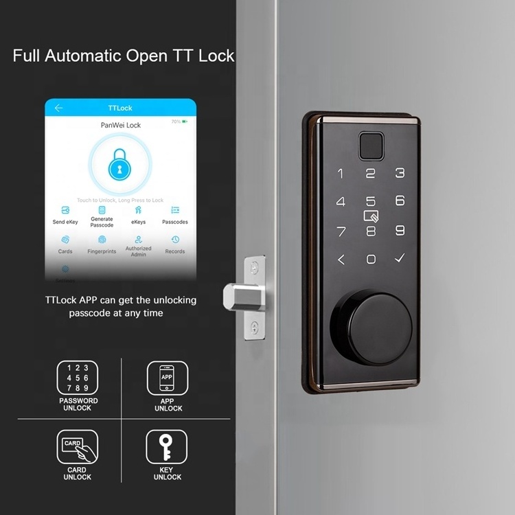 Security TT Lock Wifi Controlled Fingerprint Deadbolt Lock Smart Keyless Door Lock with American Standard Euro Market