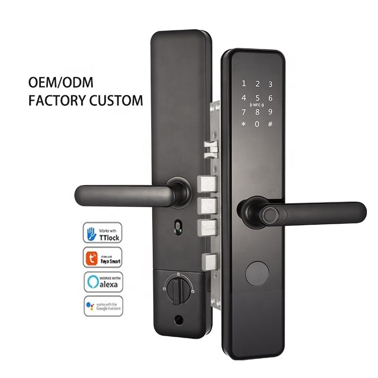 Intelligent door lock wifi fingerprint smart locks ZigBee ttlock smart home door lock with key for aluminium door