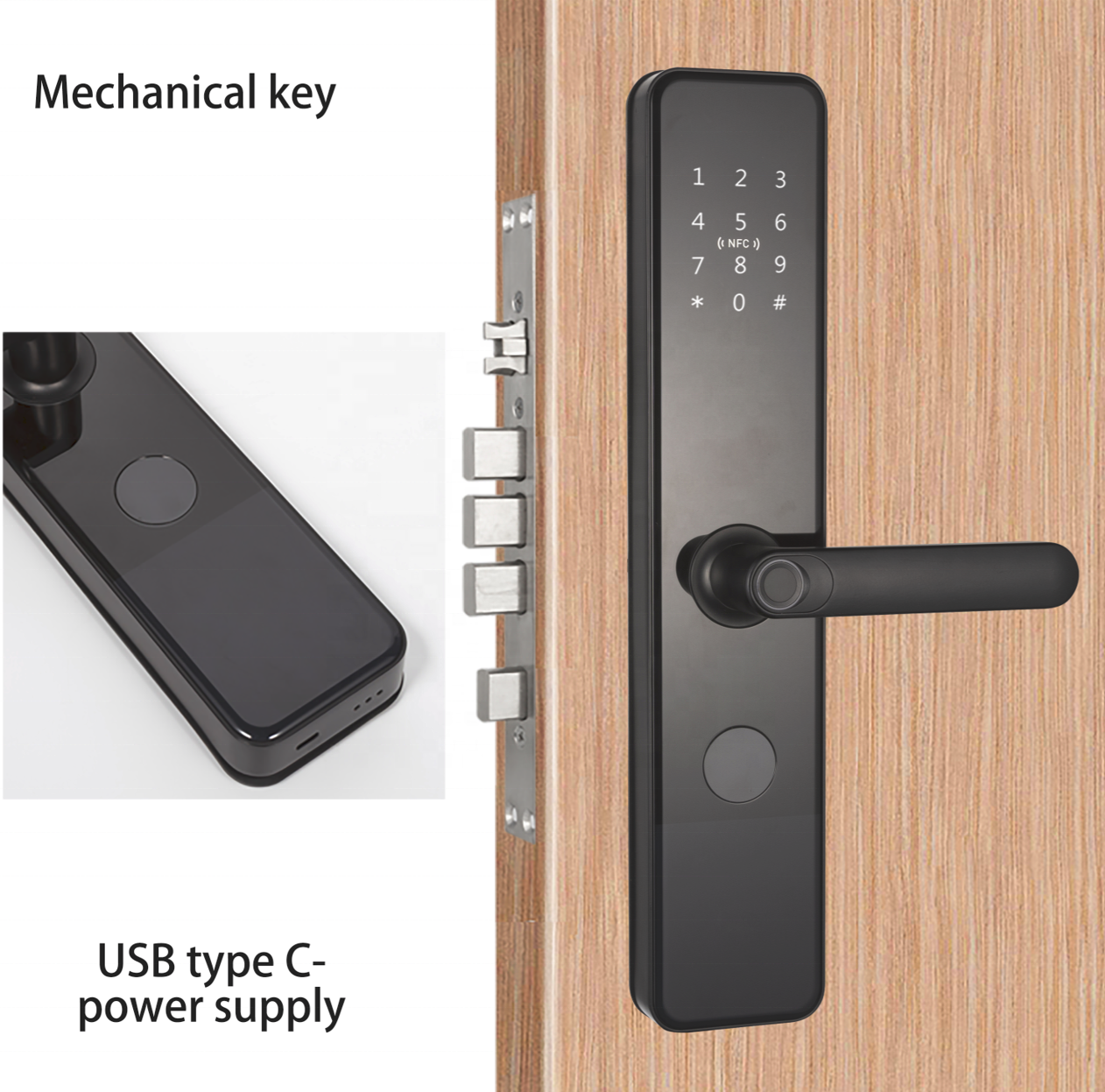 Intelligent door lock wifi fingerprint smart locks ZigBee ttlock smart home door lock with key for aluminium door