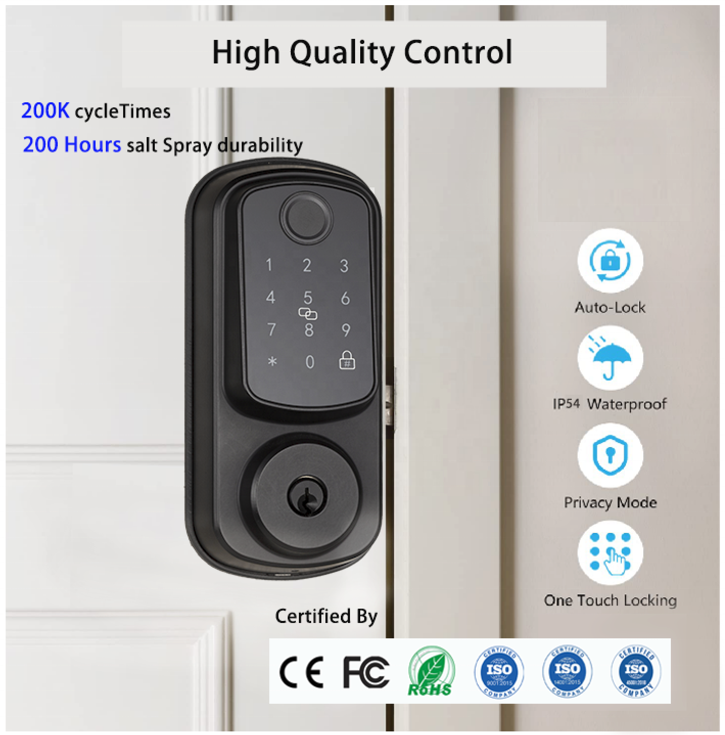 Deadbolt Lock Electronic Keypad Digital Keyless Entry Door Handle Lock Set Exterior Door Lock