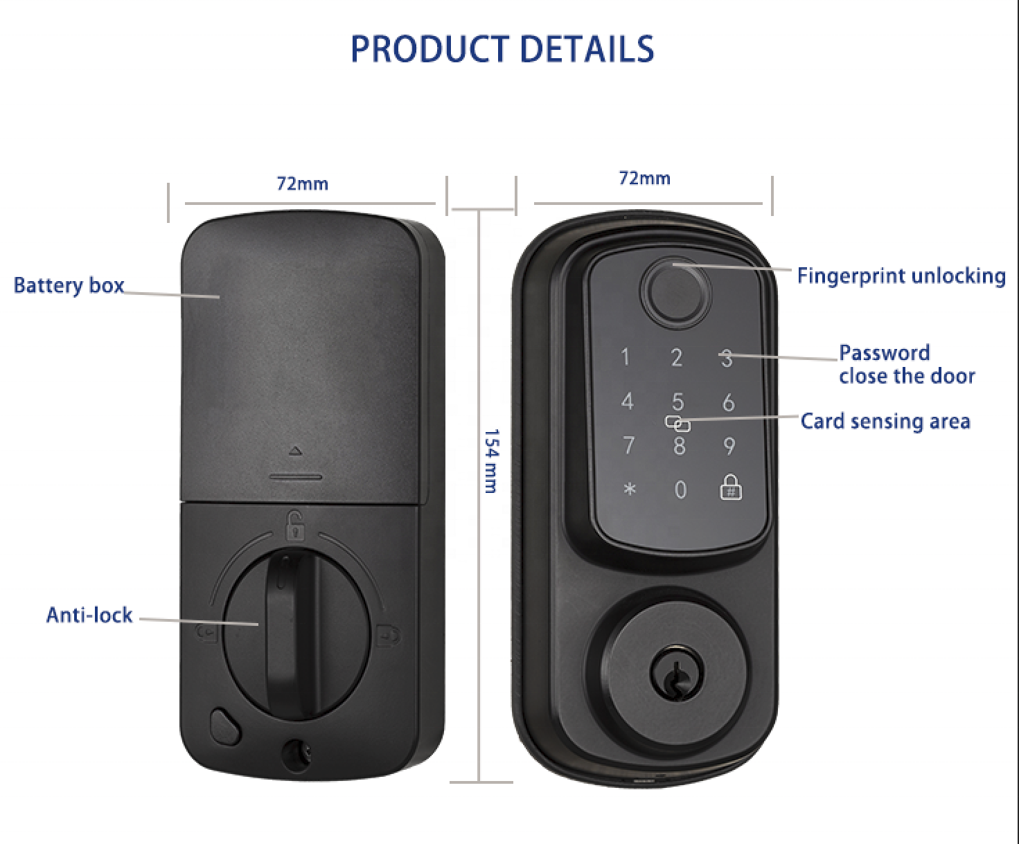 Deadbolt Lock Electronic Keypad Digital Keyless Entry Door Handle Lock Set Exterior Door Lock