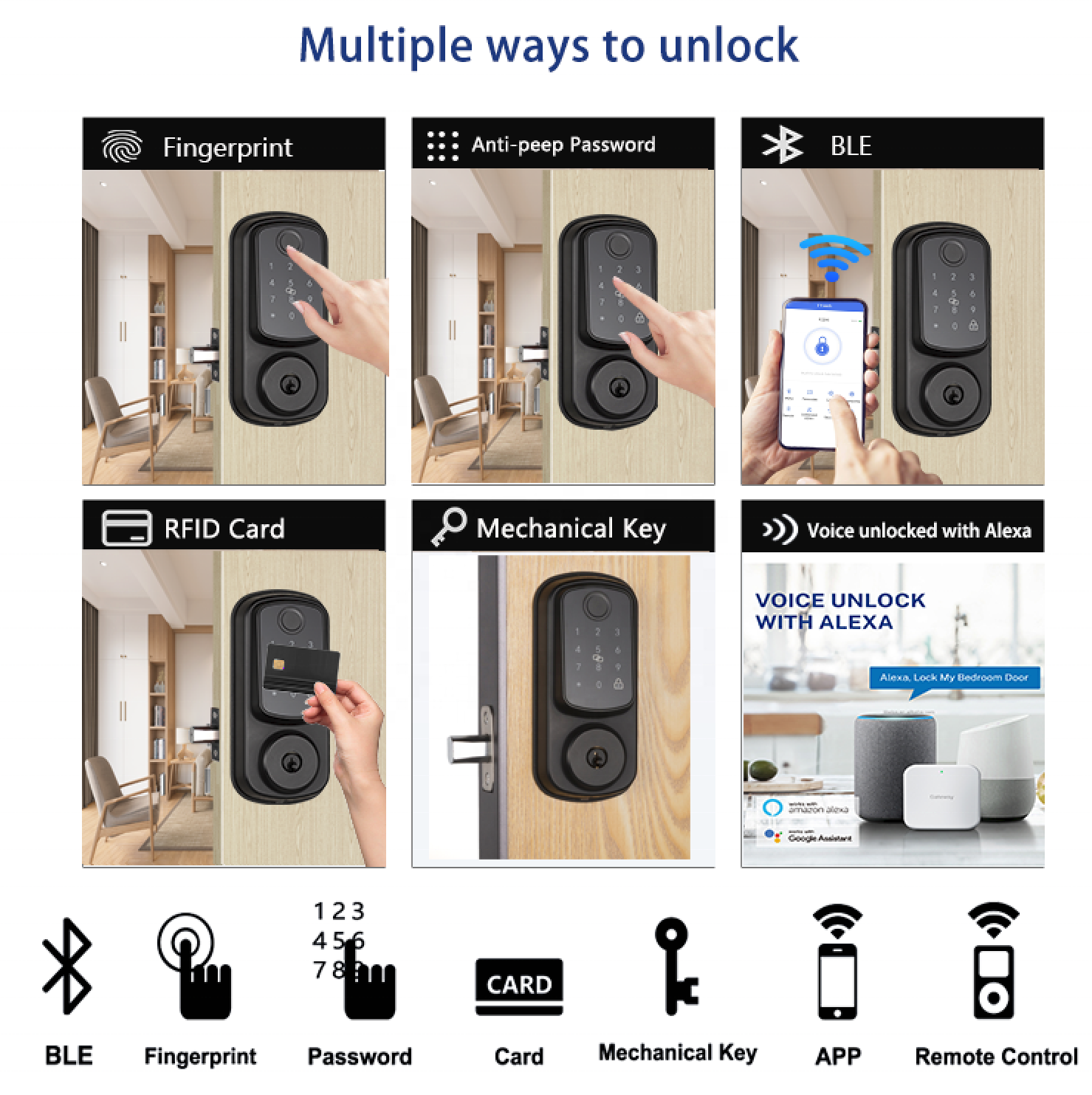 electronic front door lock smart door lock keyless entry door lock with keypad