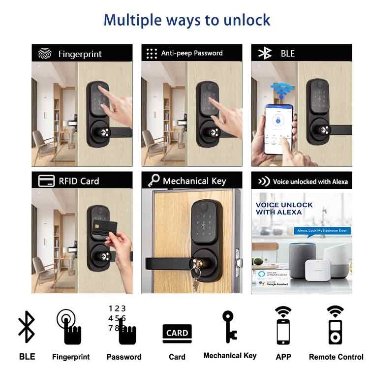 Smart front door lock electronic keypad deadbolt lock keyless entry door lock with handle