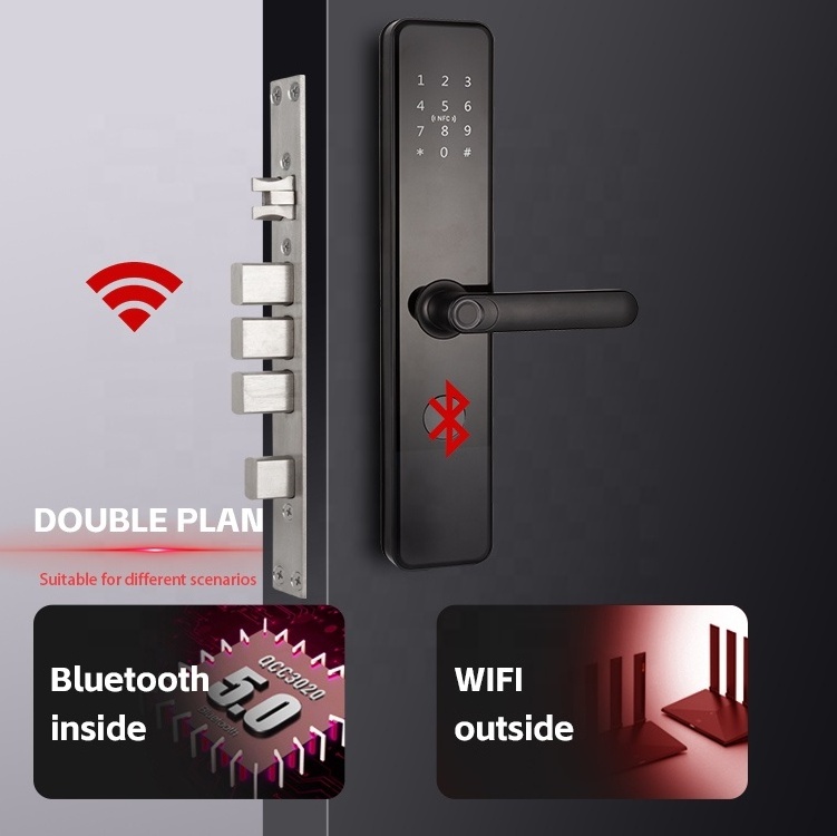 Black tt app fechadura digital smart fingerprint door locks cerradura inteligente con huella digital