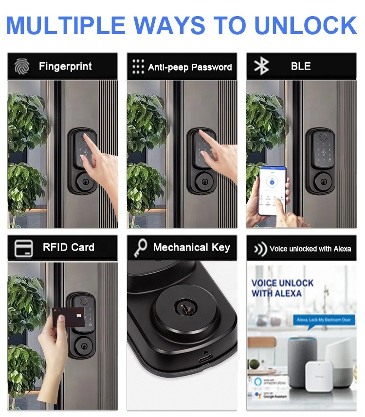 Digital electronic door lock smart deadbolt lock us latch bolts smart keypad door lock with handle