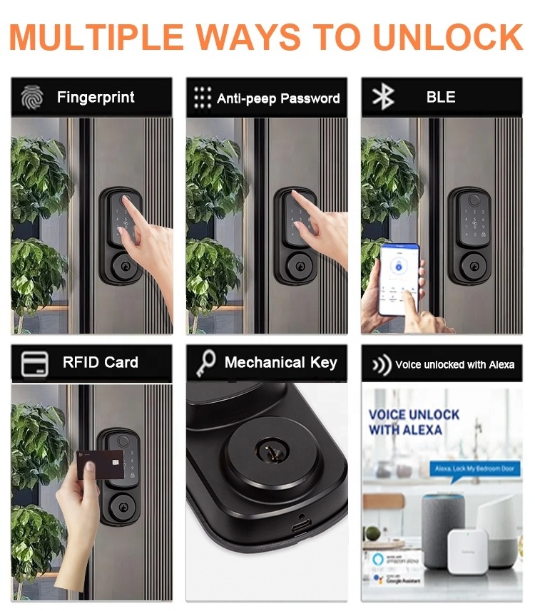 Digital Keyless Electronic Keypad Deadbolt Lock Tuya Smart Lock Electronic Deadbolt Locks For Exterior Door