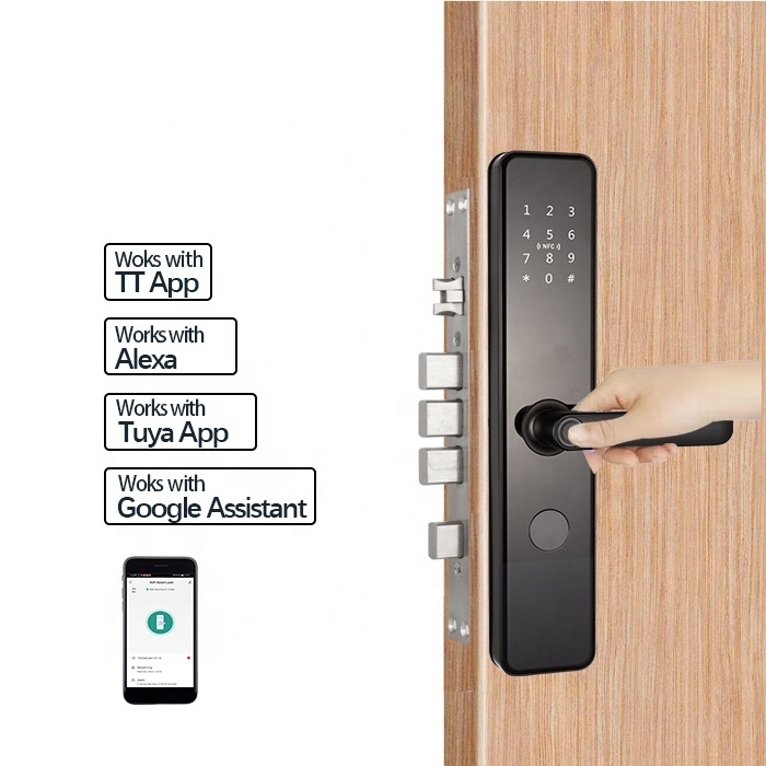 Black tt app fechadura digital smart fingerprint door locks cerradura inteligente con huella digital