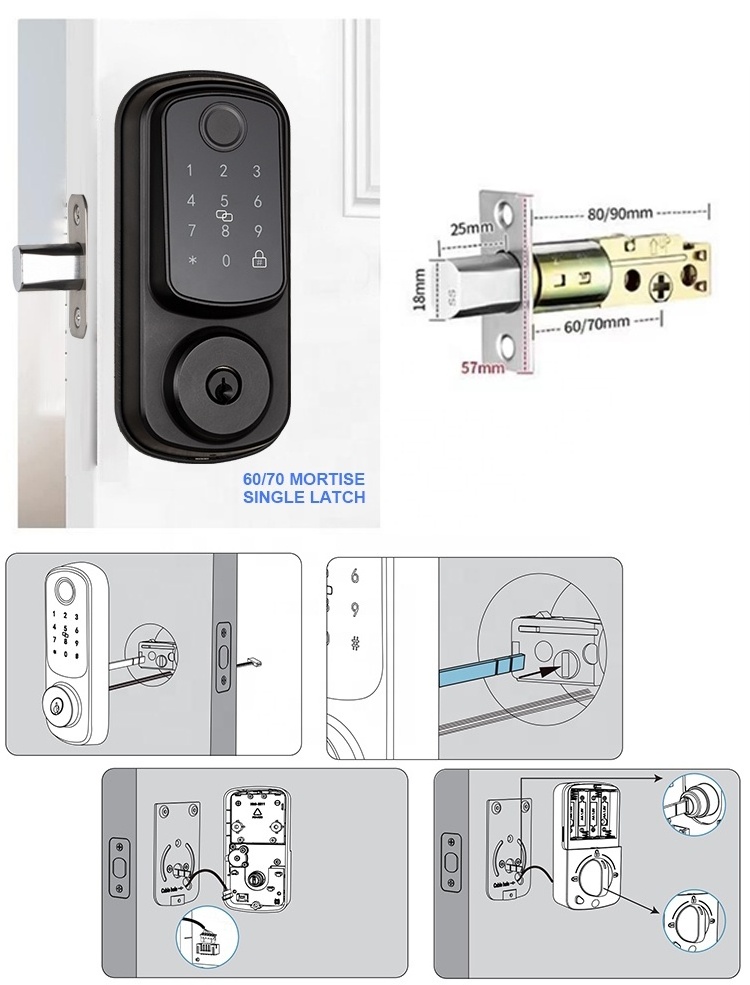 Digital electronic door lock smart deadbolt lock us latch bolts smart keypad door lock with handle