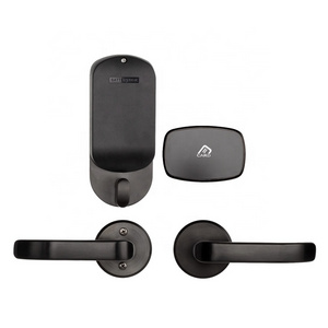 Stainless steel smart TT hotel door lock RFID card lock black security aluminum door lock with handle