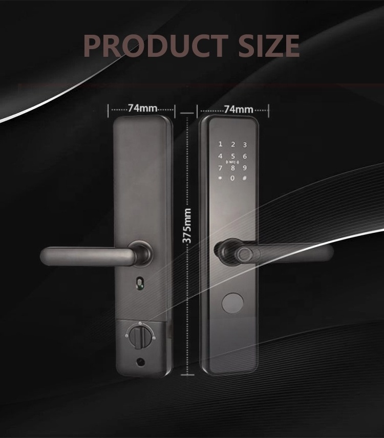 Black tt app fechadura digital smart fingerprint door locks cerradura inteligente con huella digital