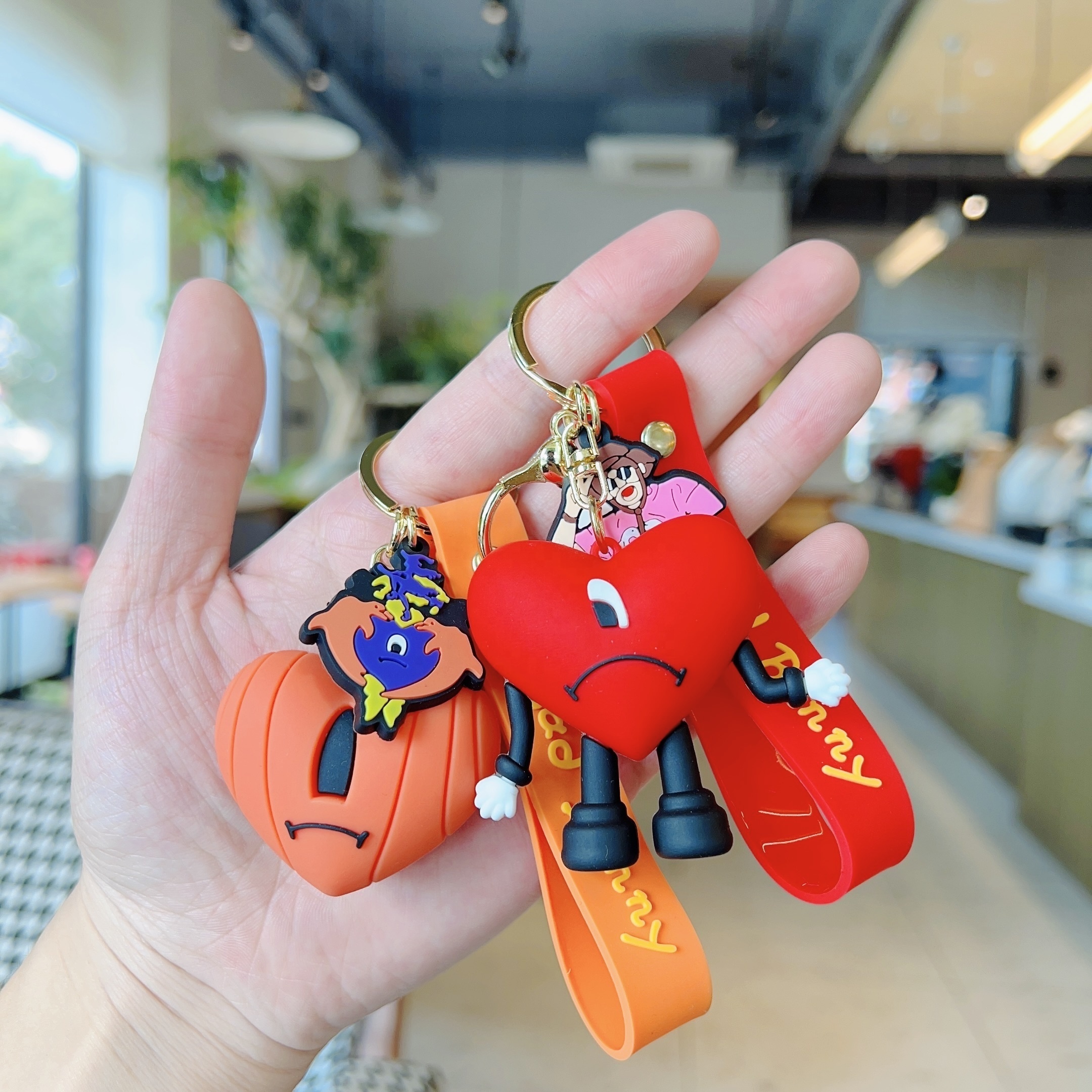 Factory direct wholesale Soft PVC Bad Bunny Keyring Bag Accessories Car Key chain Croc Keychain DIY 3D Bad Bunny rabbit Keychain