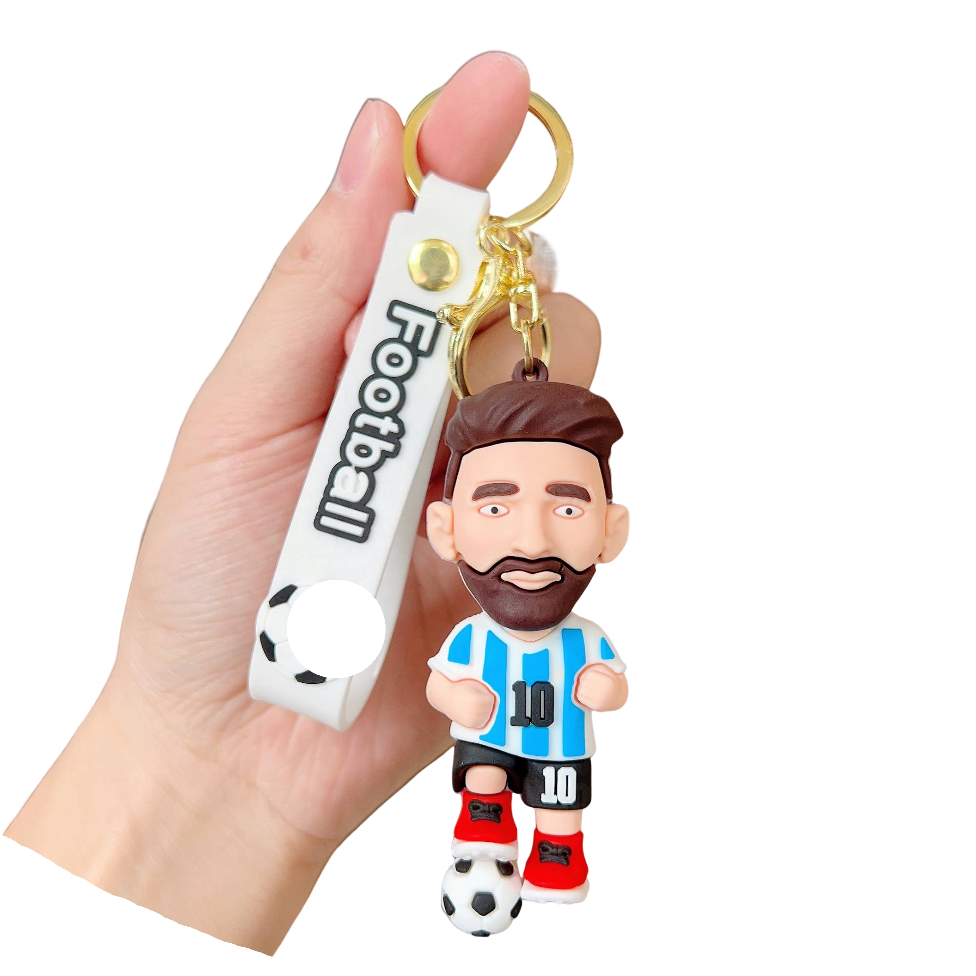 Factory Wholesale Hot Sale 3D pvc keyring Football star doll soccer star key chains Miami messi jersey pendant Messi keychain