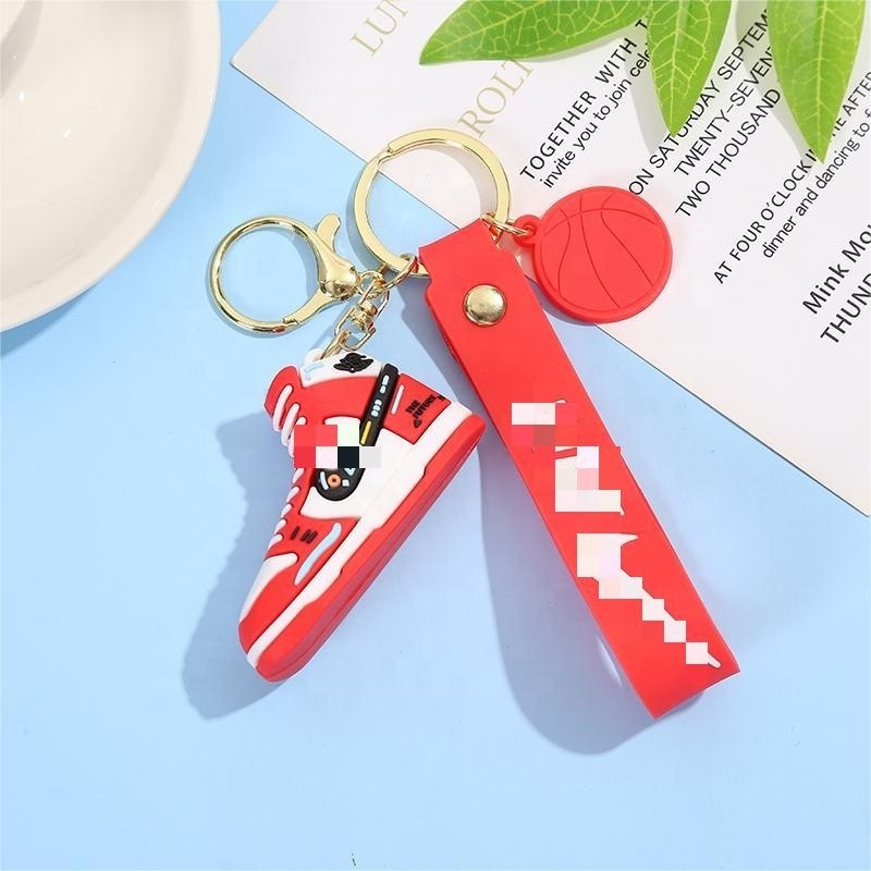 Wholesale 2024 New design PVC Plastic Cute Basketball 3D Mini Shoes Keychain AJ1 J ordan Shoes Sneakers Keychain