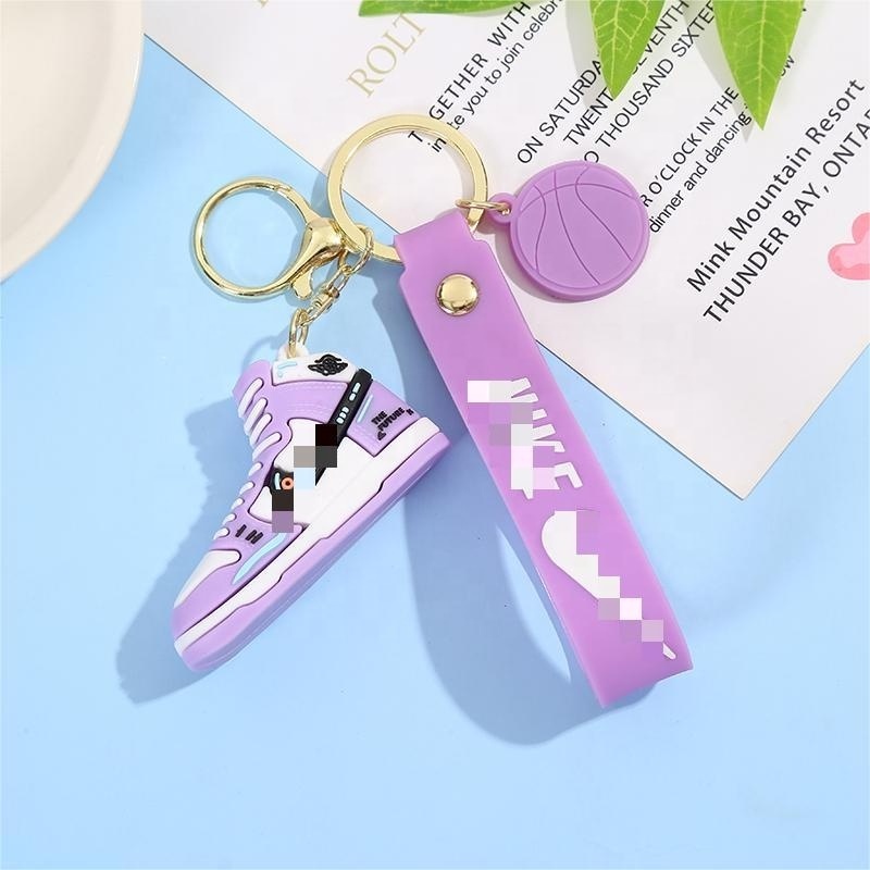 Wholesale 2024 New design PVC Plastic Cute Basketball 3D Mini Shoes Keychain AJ1 J ordan Shoes Sneakers Keychain