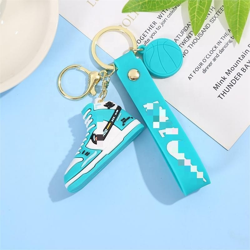 Wholesale 2024 New design PVC Plastic Cute Basketball 3D Mini Shoes Keychain AJ1 J ordan Shoes Sneakers Keychain