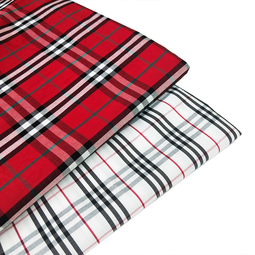 Brushed Shirt Textiles Check Tartan Cotton Fabric Plaid Fabric Yarn Dyed Plain Cotton Fabric for  School Uniform Cloth