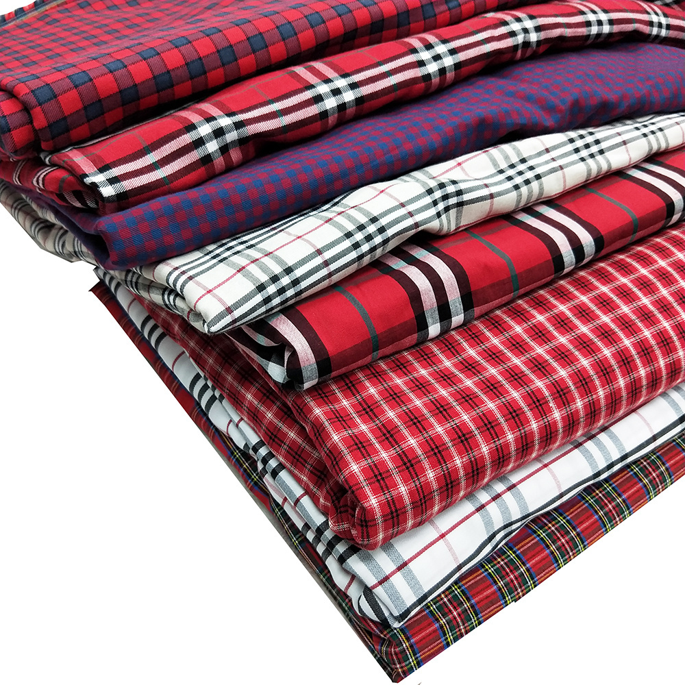 Brushed Shirt Textiles Check Tartan Cotton Fabric Plaid Fabric Yarn Dyed Plain Cotton Fabric for  School Uniform Cloth