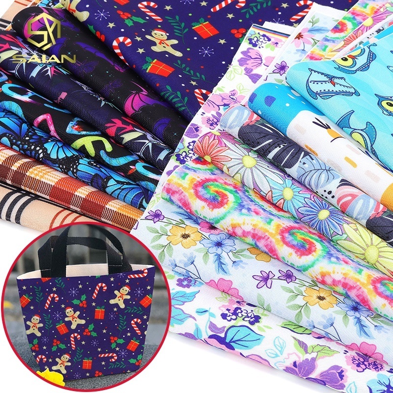 Custom Printed 290D 100% Polyester Fabric Twill Composite Whitening Waterproof Printing Fabric For Bag Material Use