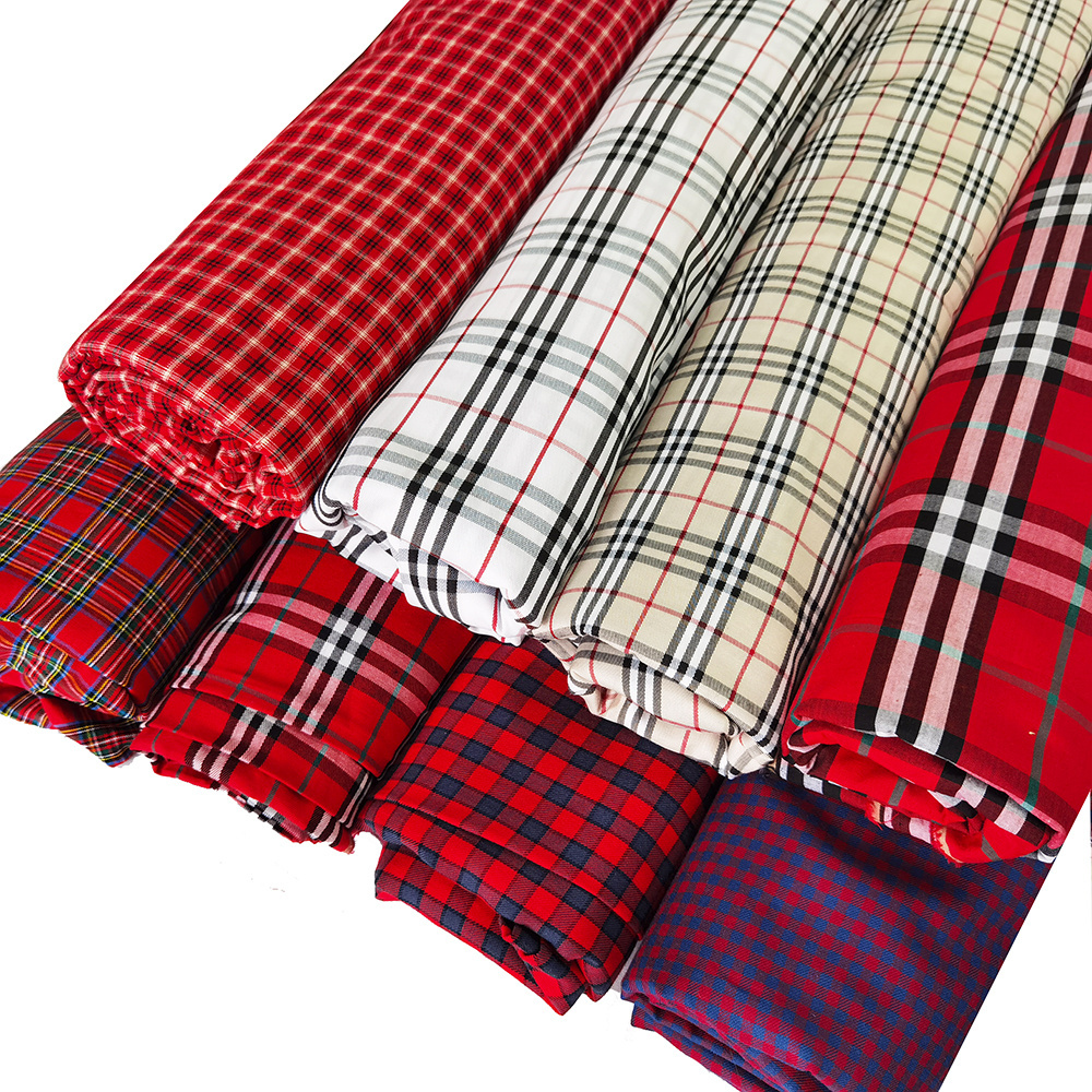 Brushed Shirt Textiles Check Tartan Cotton Fabric Plaid Fabric Yarn Dyed Plain Cotton Fabric for  School Uniform Cloth