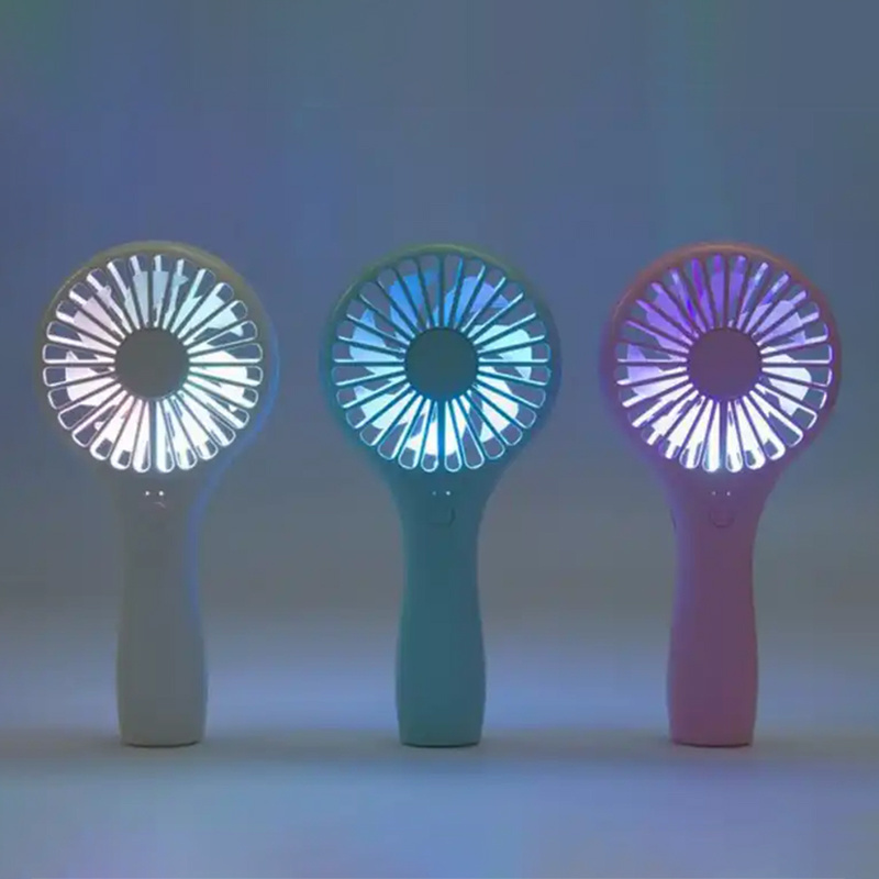 zaiwan BSCI Custom Plastic Portable Mini LED light fan Battery hand held Fan pocket rechargeable LED Display Handheld Fan