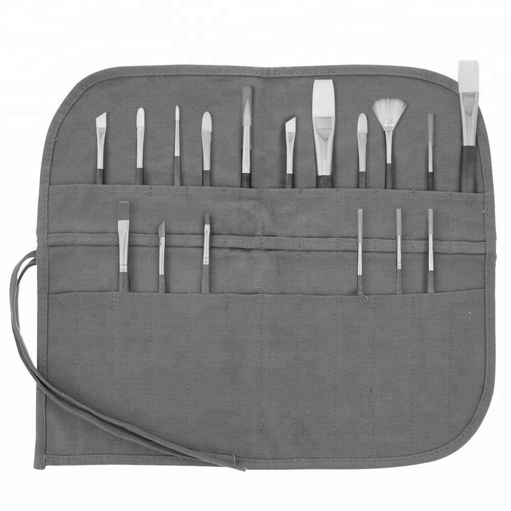 Deluxe Canvas Art Brush Roll-Up Bag brush holder storage bag for painting drawing artist watercolor