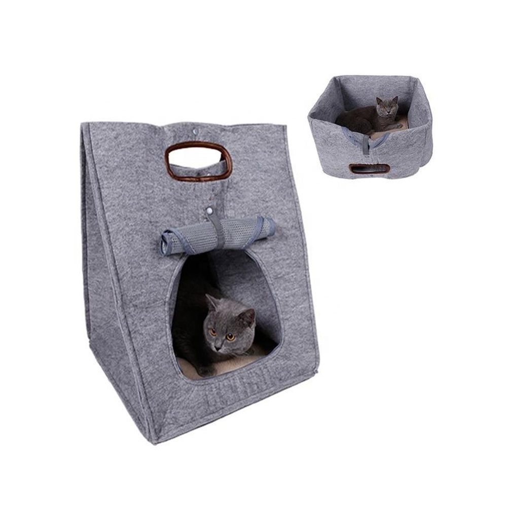 Multifunctional Pet Cat Carrier Folding Portable Felt Cage Bed Travel Bag