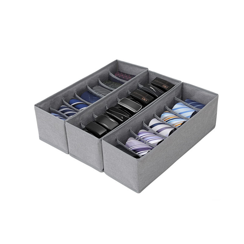 Fabric Drawer Organizer for Belts Ties 7 Grids Tie Organizer for Closet and Drawer Socks storage bag for Closet