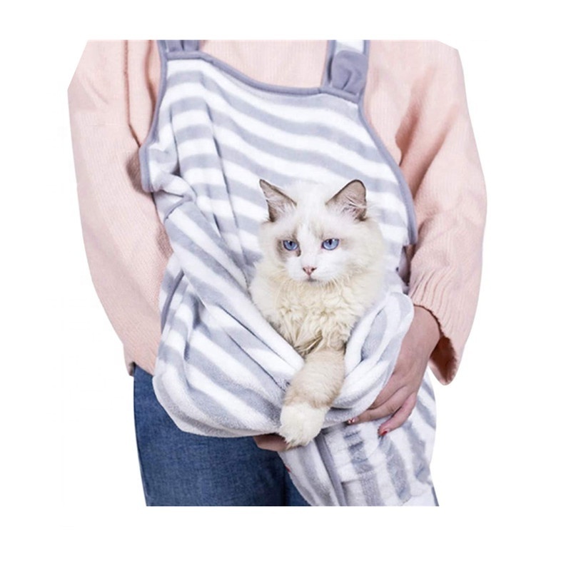 Comfortable Cat Holding Apron Cat Carrying Apron with Pocket Durable Small Dog Cat Coral Fleece Sleeping Bag Apron