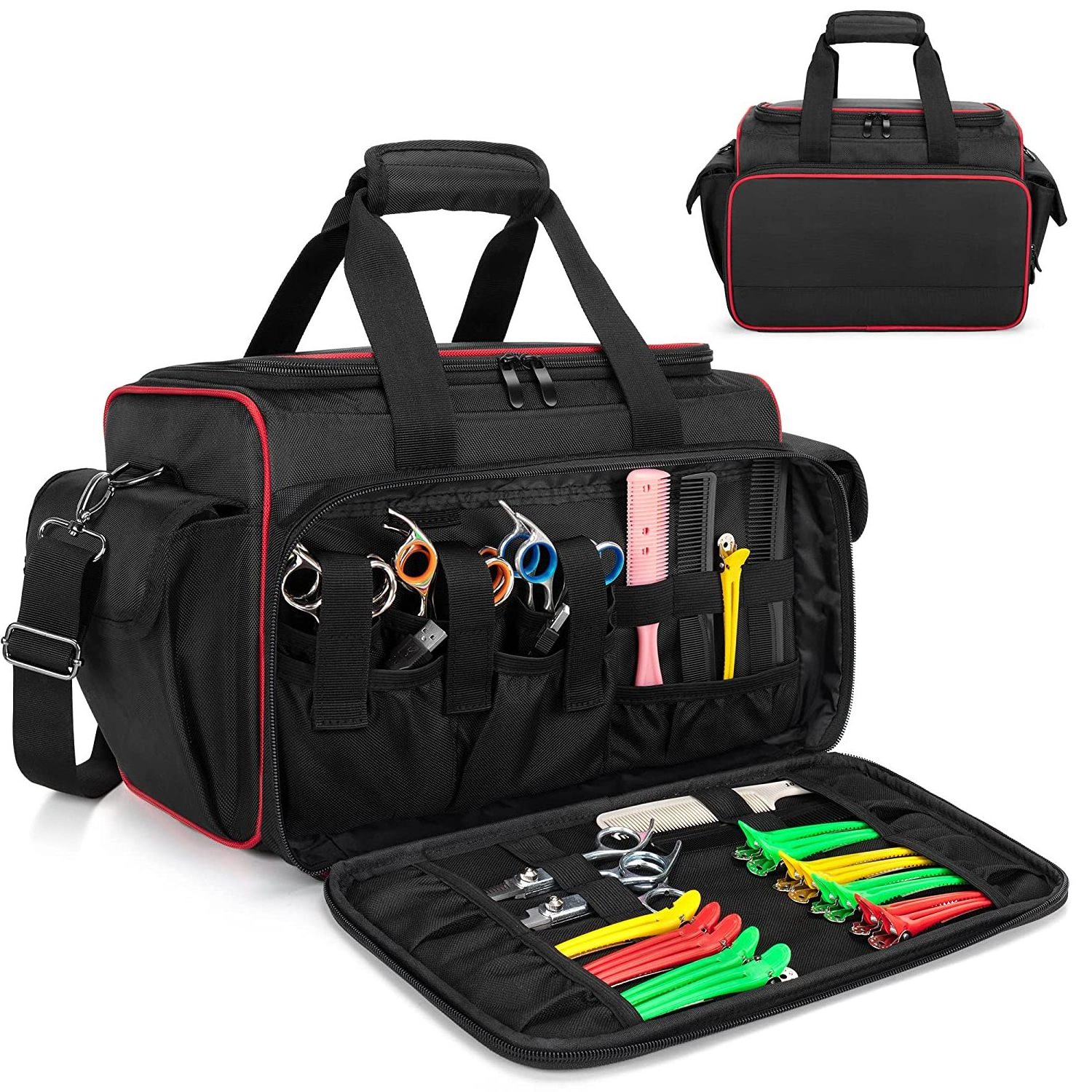 Barber Bag with Adjustable Dividers Travel Barber Case Holds Various Hair Cutting Tools