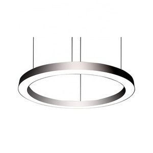 2023 Modern round design office lighting fixtures 220V customized circular led linear pendant ring light in black powder coat