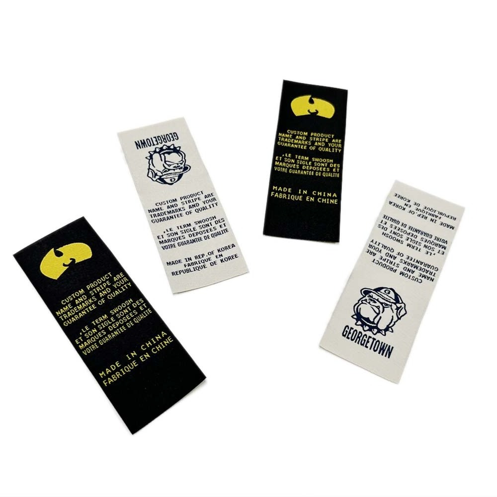 High Quality Custom luxury high density woven size centrefold textile neck labels for garments