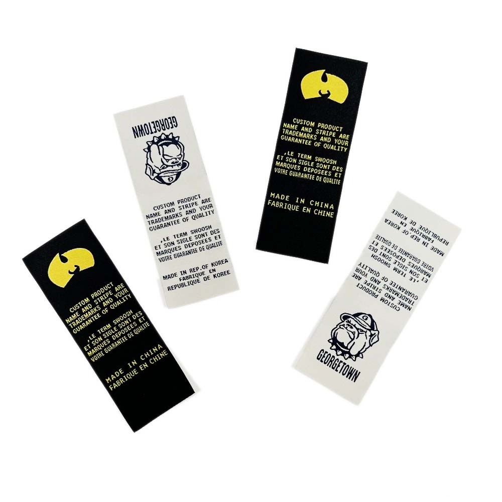 High Quality Custom luxury high density woven size centrefold textile neck labels for garments