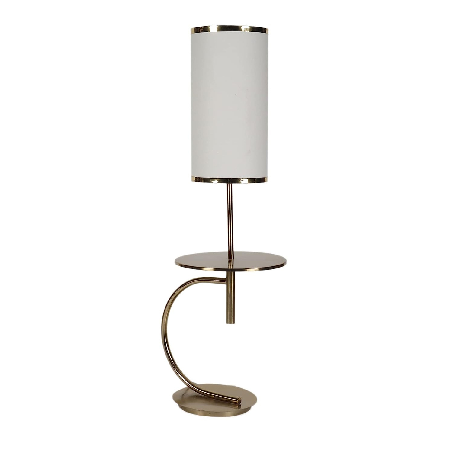 Modern Iron Floor Lamp with One Shelves  White Flex Shade Foot Switch  E27 Holder & 2PIN