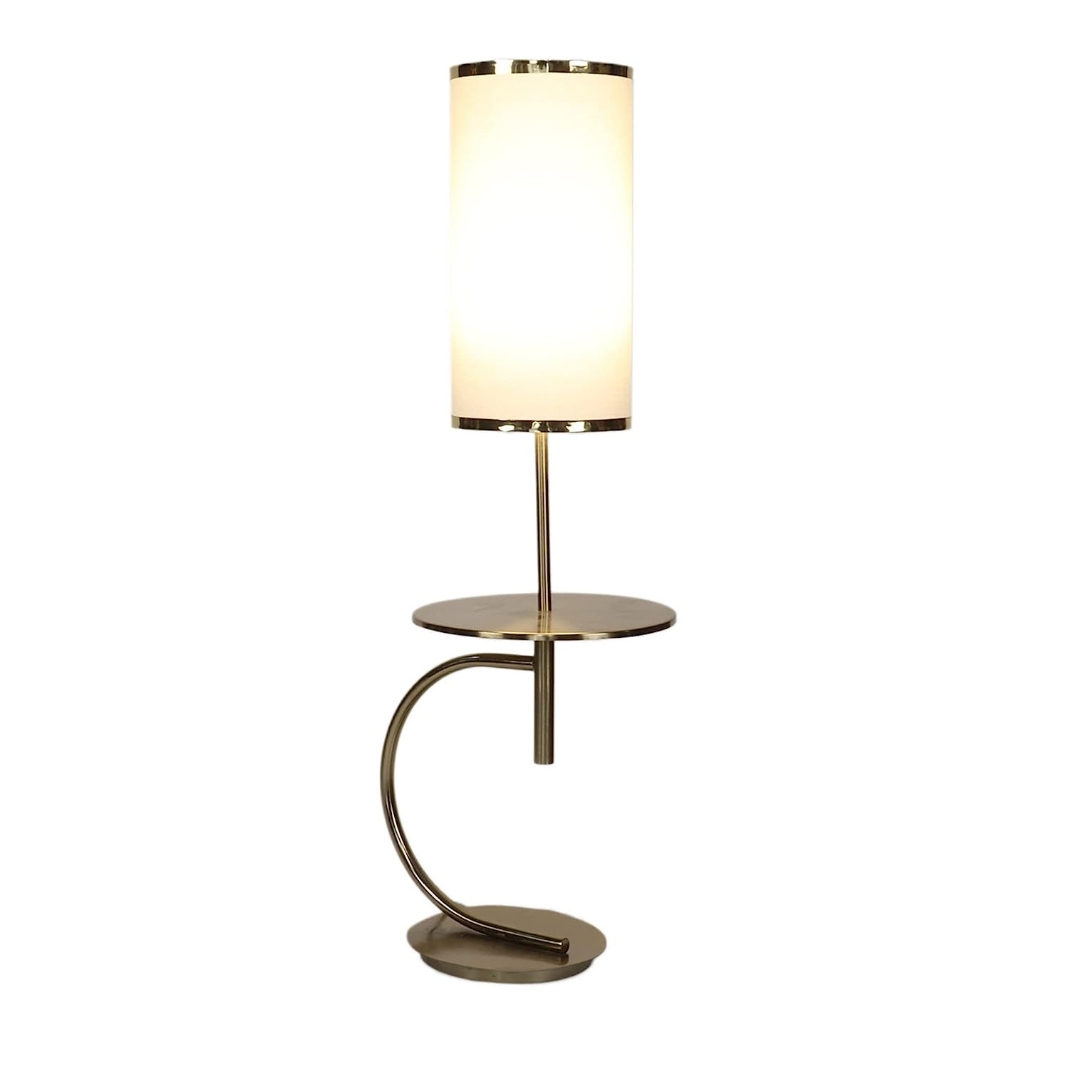 Modern Iron Floor Lamp with One Shelves  White Flex Shade Foot Switch  E27 Holder & 2PIN